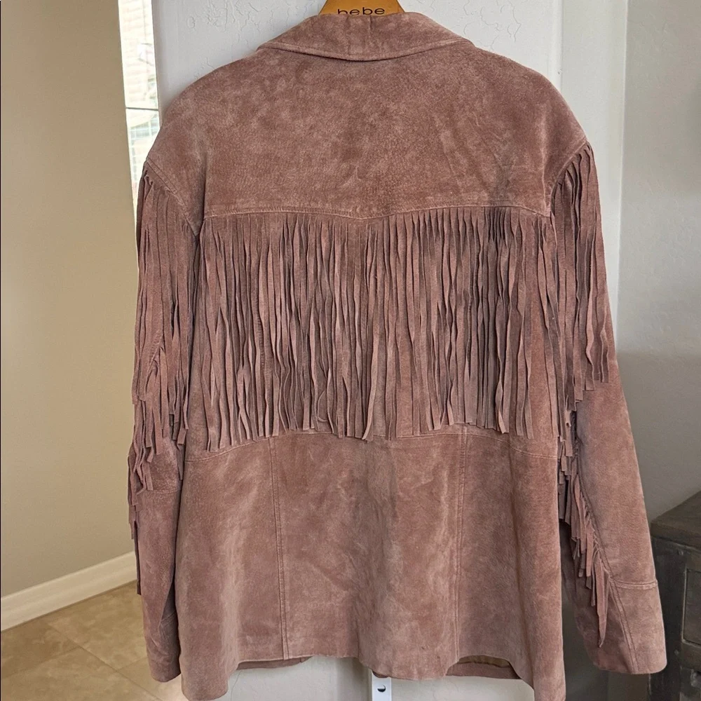 VTG Leather Factory Suede Fringe Jacket Western Cowgirl Boho Rodeo Festival - Picture 5 of 13